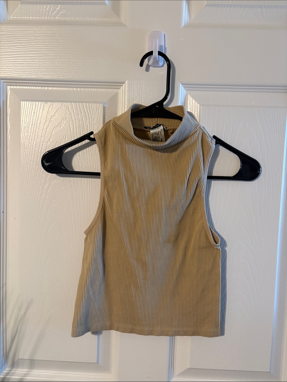 Zara Beige Ribbed Mock Neck Cropped Tank